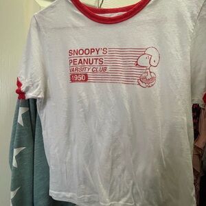 Snoopy's Peanuts Varsity Club Women's Tee - Red & White